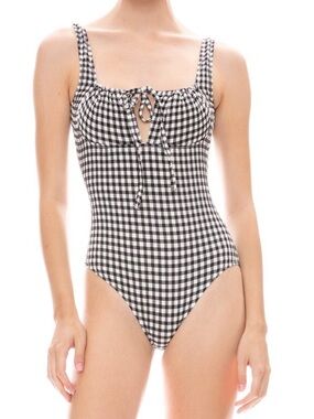 SOLID & STRIPED Black and White Gingham One-Piece Swimsuit